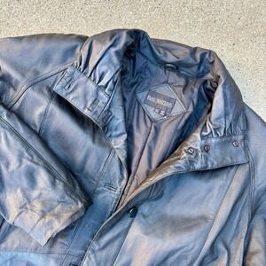 Vintage‎ Bay Waters Women's Leather Trench Coat Black XL Button Front Longline